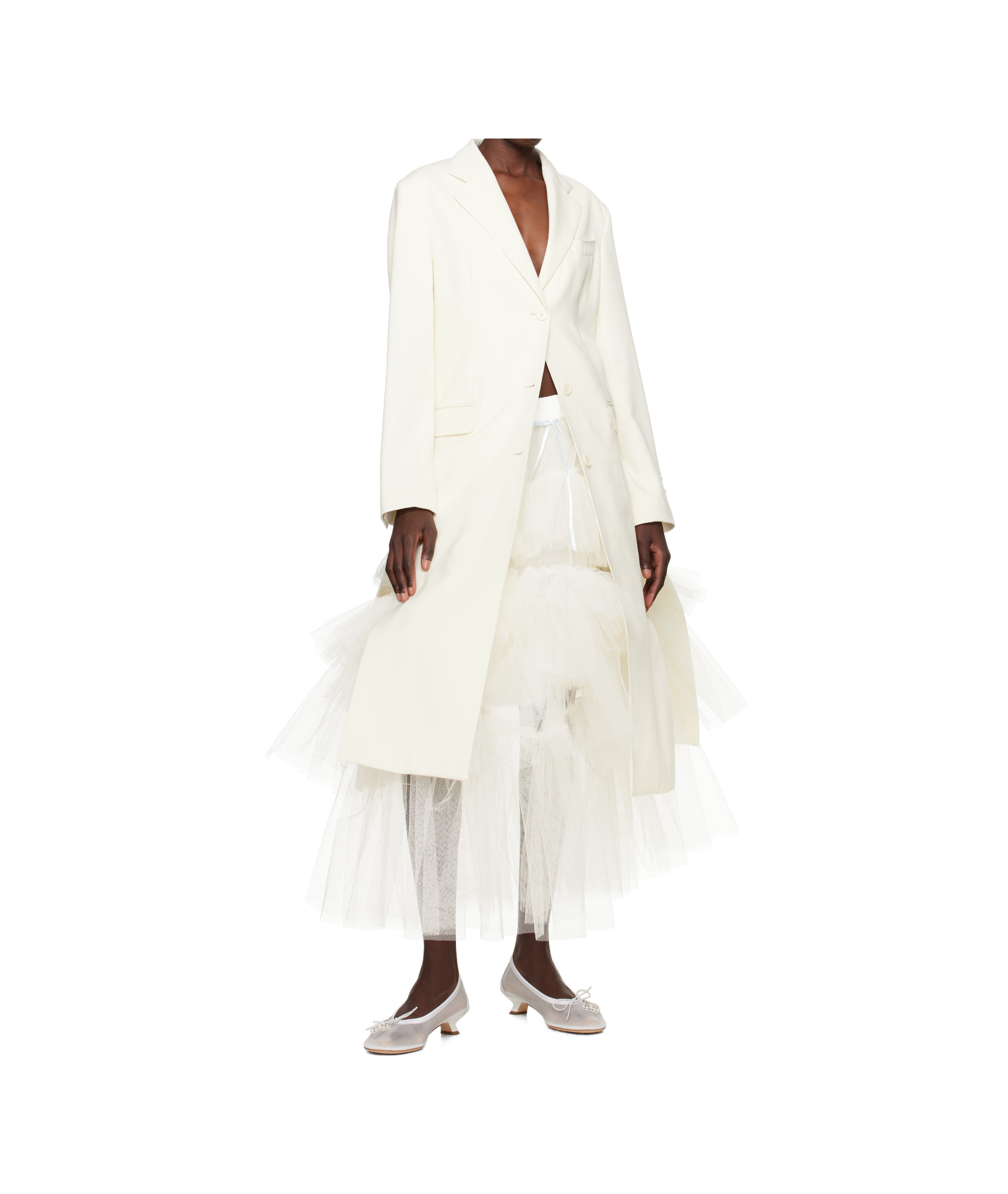 Simone Rocha Cut-out Bow Detail Coat In Neutral