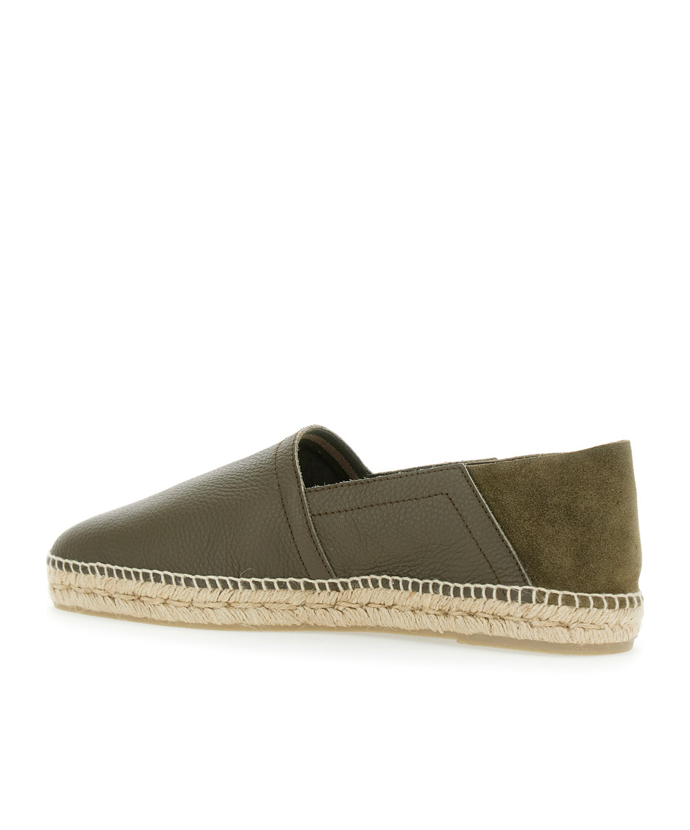 Castaã±er 'polo' Green Espadrillas With Braided Raphia Sole In Brown