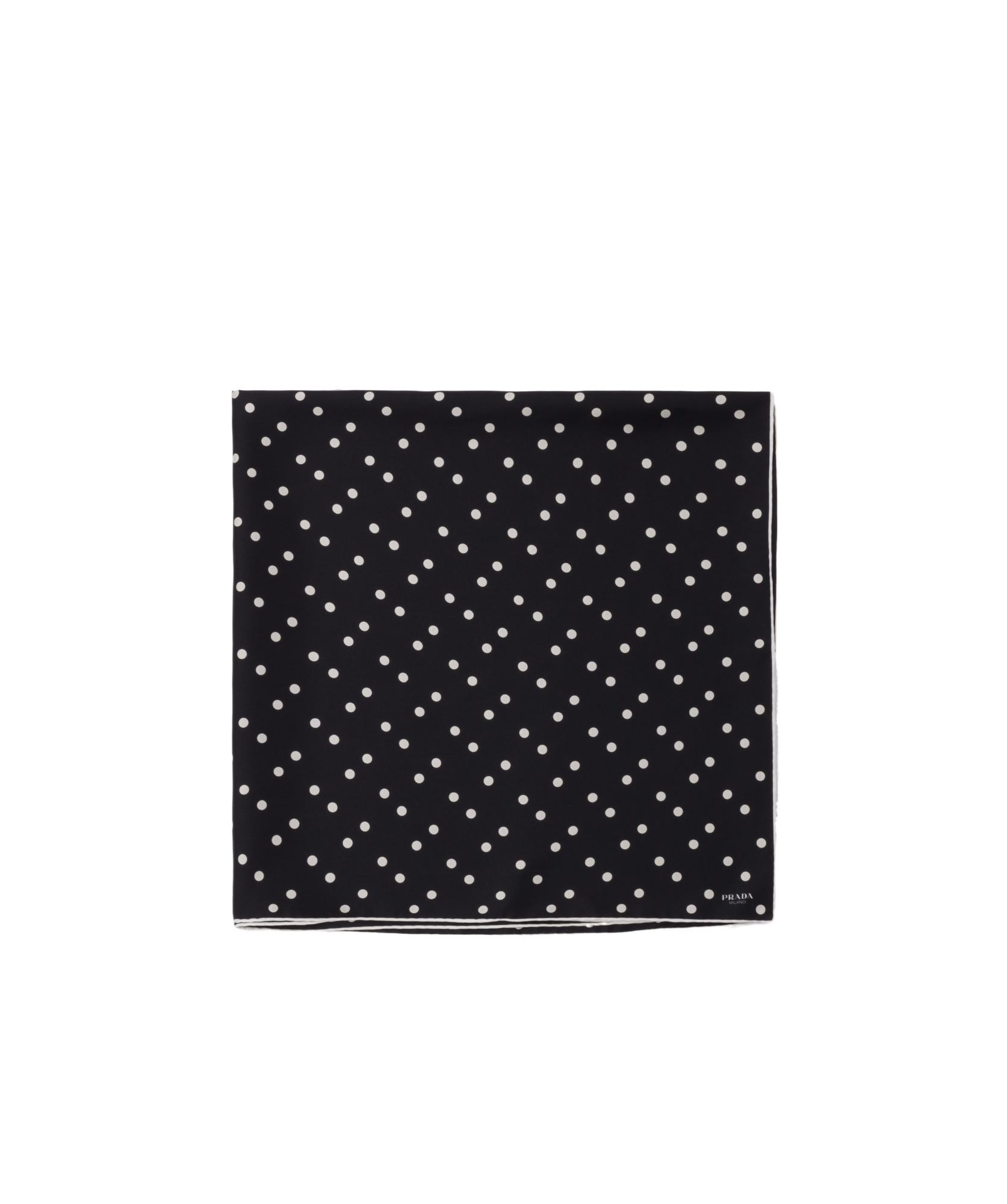 Prada Printed Silk Twill Scarf 90x90 In Black/white