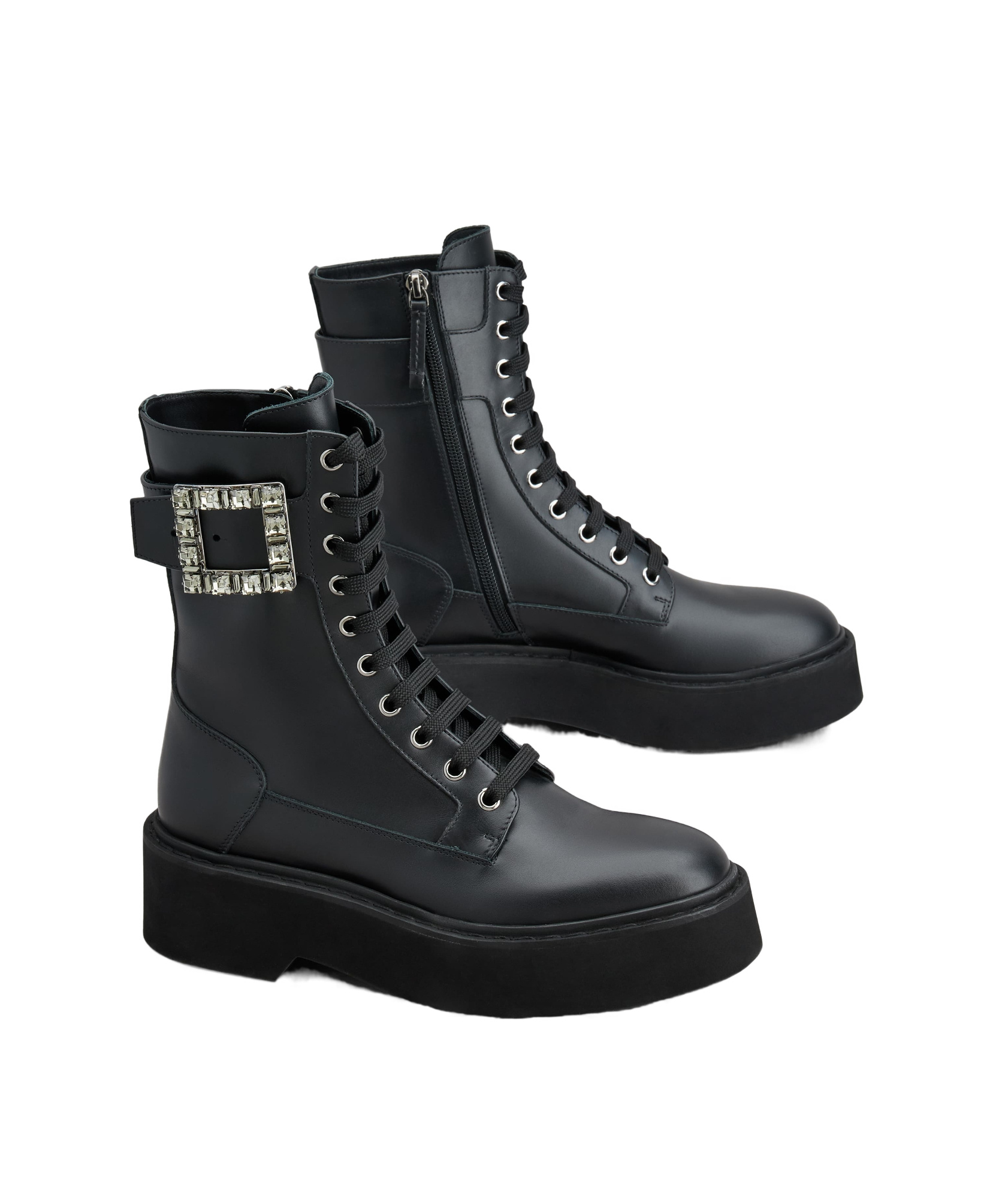 Roger Vivier Women Viv Rangers High Stra Lace-up Boot In Black