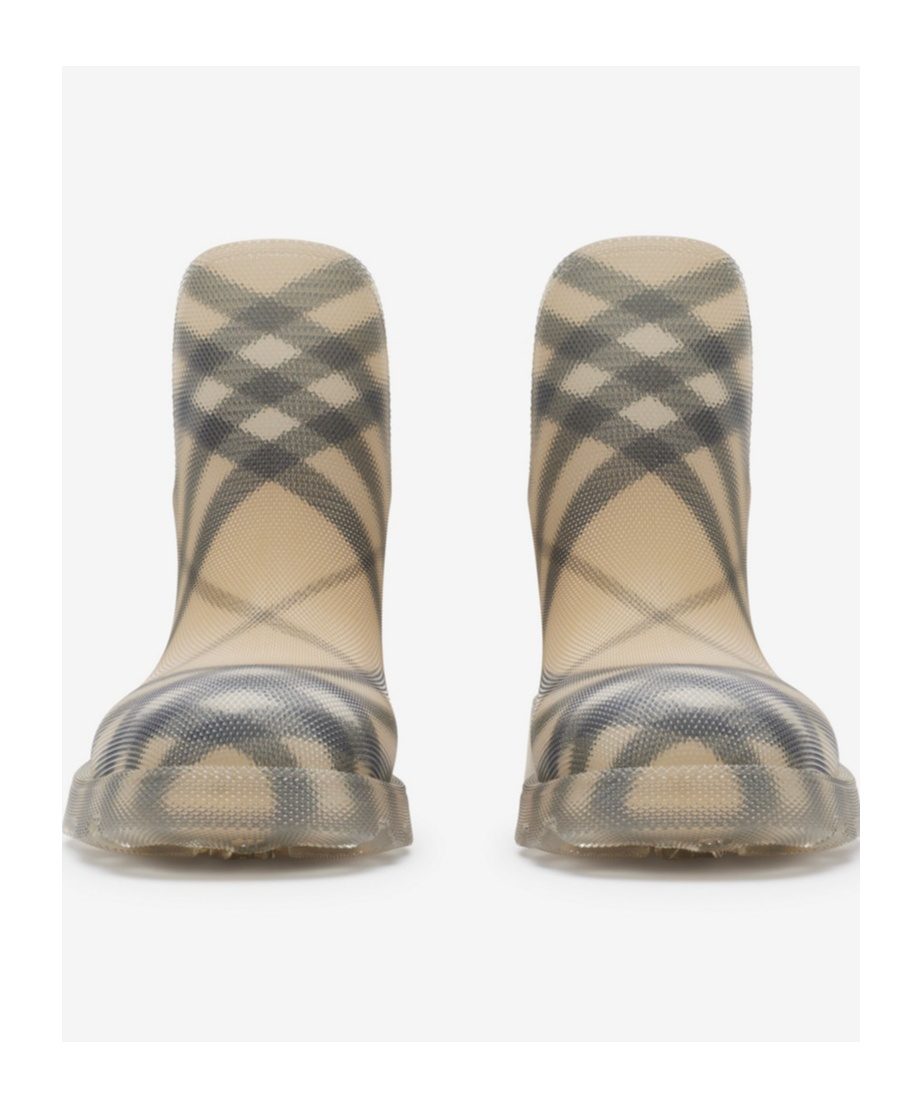 Burberry Beige Printed Rubber Ankle Boots In Nude