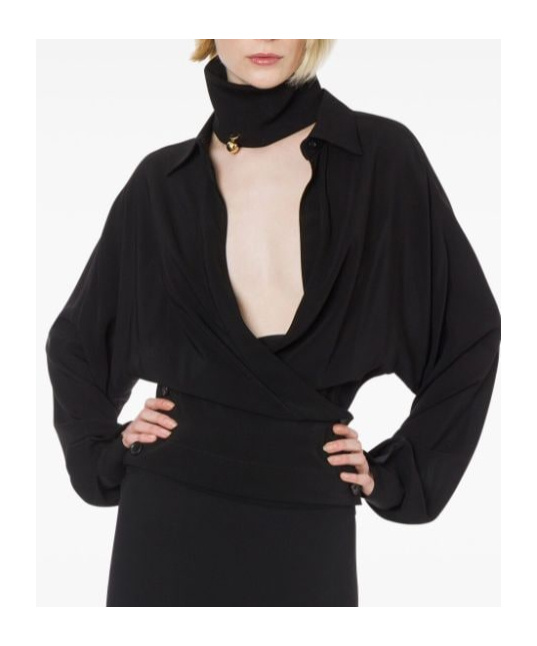Philosophy Di Lorenzo Serafini Philosophy Di Lorenzo Serafin Draped Poplin Shirt In Black