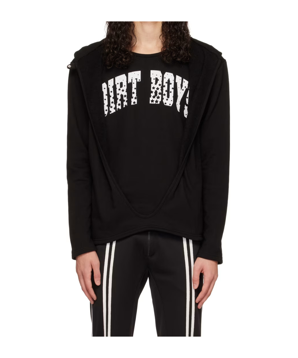 Open Yy Layered Hoodie In Black