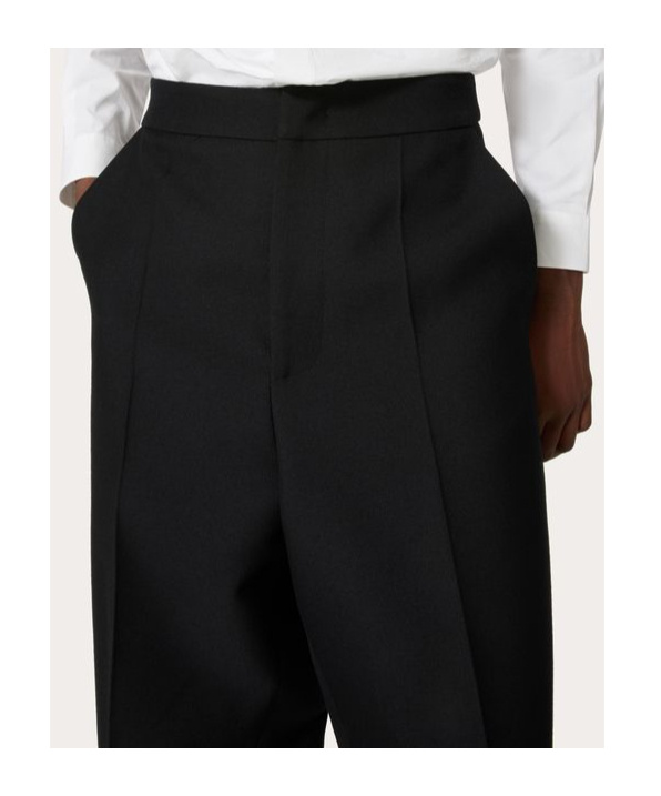 Valentino Wide Leg Trousers With Side And Back Pockets In Black