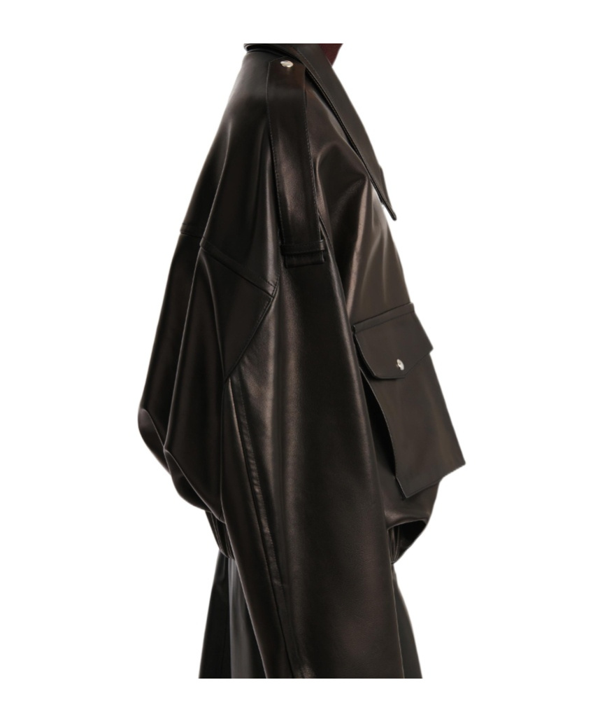 Khaite Owey Zip-up Leather Jacket In Black