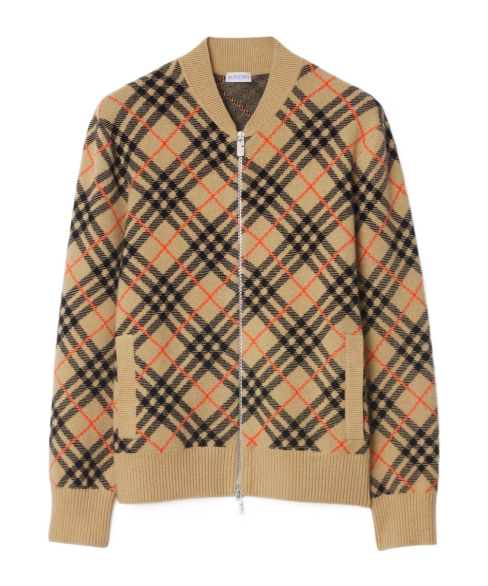 Burberry Check Cashmere Bomber Jacket In Multicolor