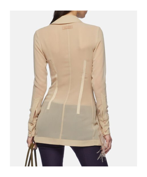 Attico The  Sequin Embellished Shirt In Nude