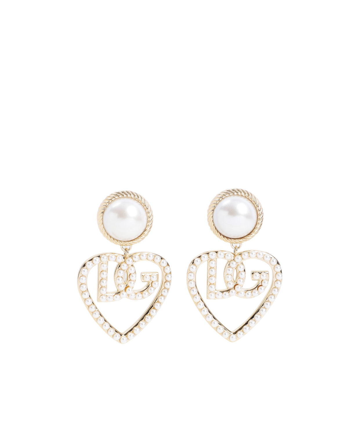 Dolce & Gabbana Stylish Brass & Plexiglass Earrings Clips In White