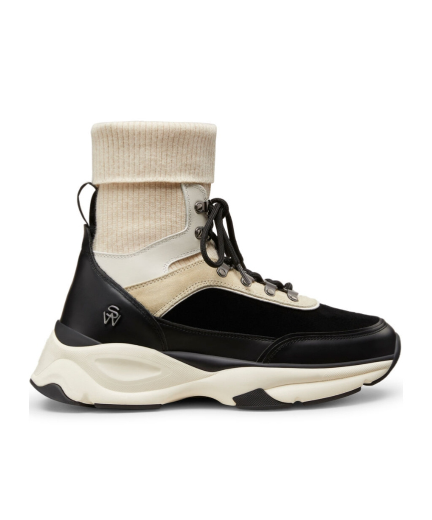 Stuart Weitzman Sw Hiker High-top Trainer Sneakers In Black
