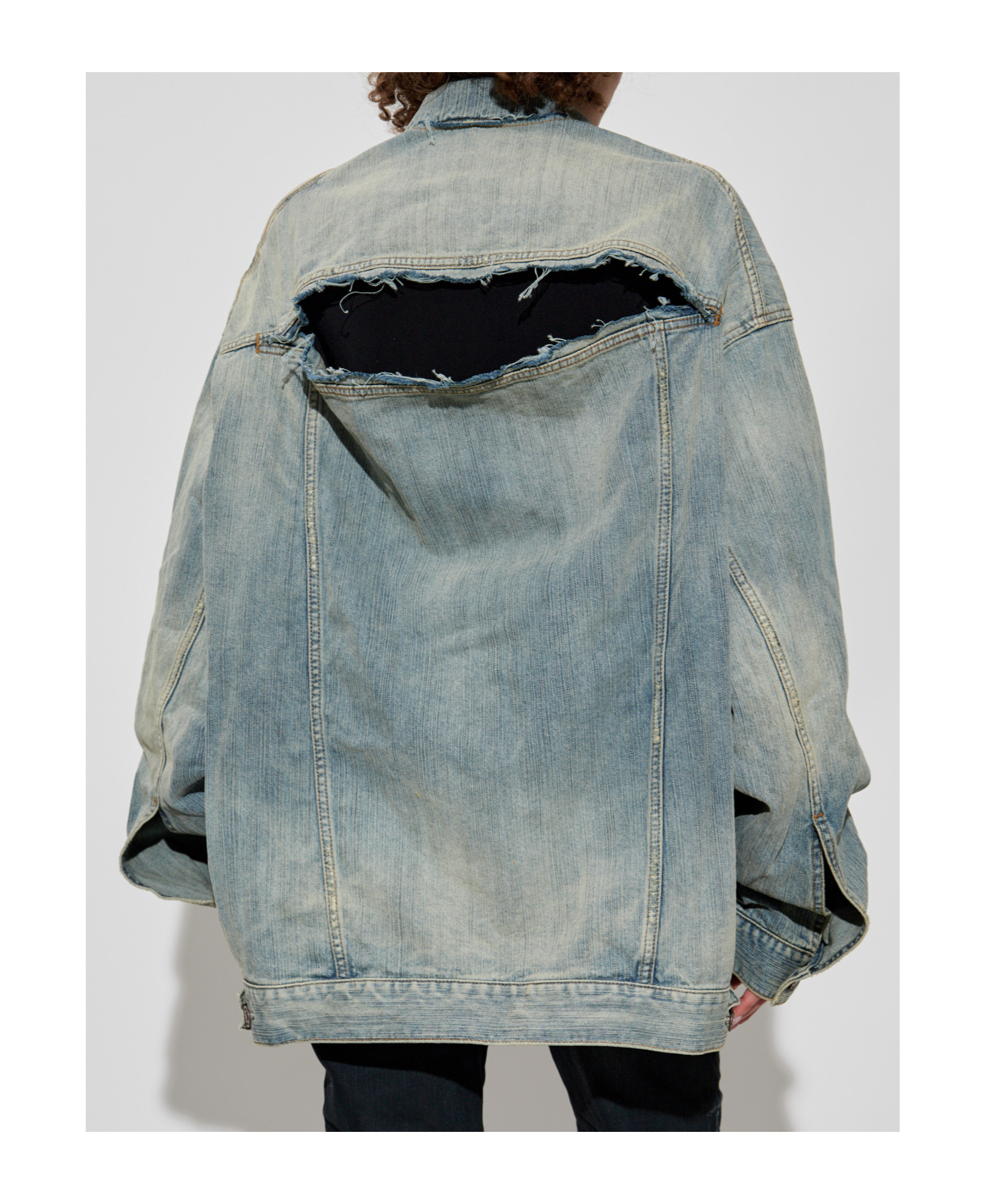 Balenciaga Light Blue Denim Hourglass Jacket In Gray