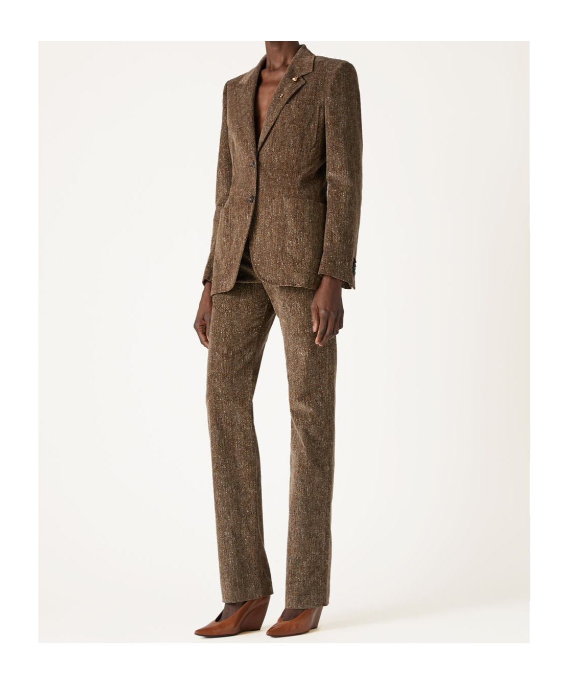 Loro Piana Eleanor Paillette Tweed Corduroy Single-breasted Jacket In Brown