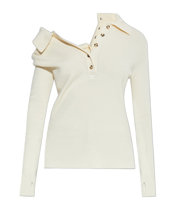 Shop Courrèges Long-sleeved Sweater In White