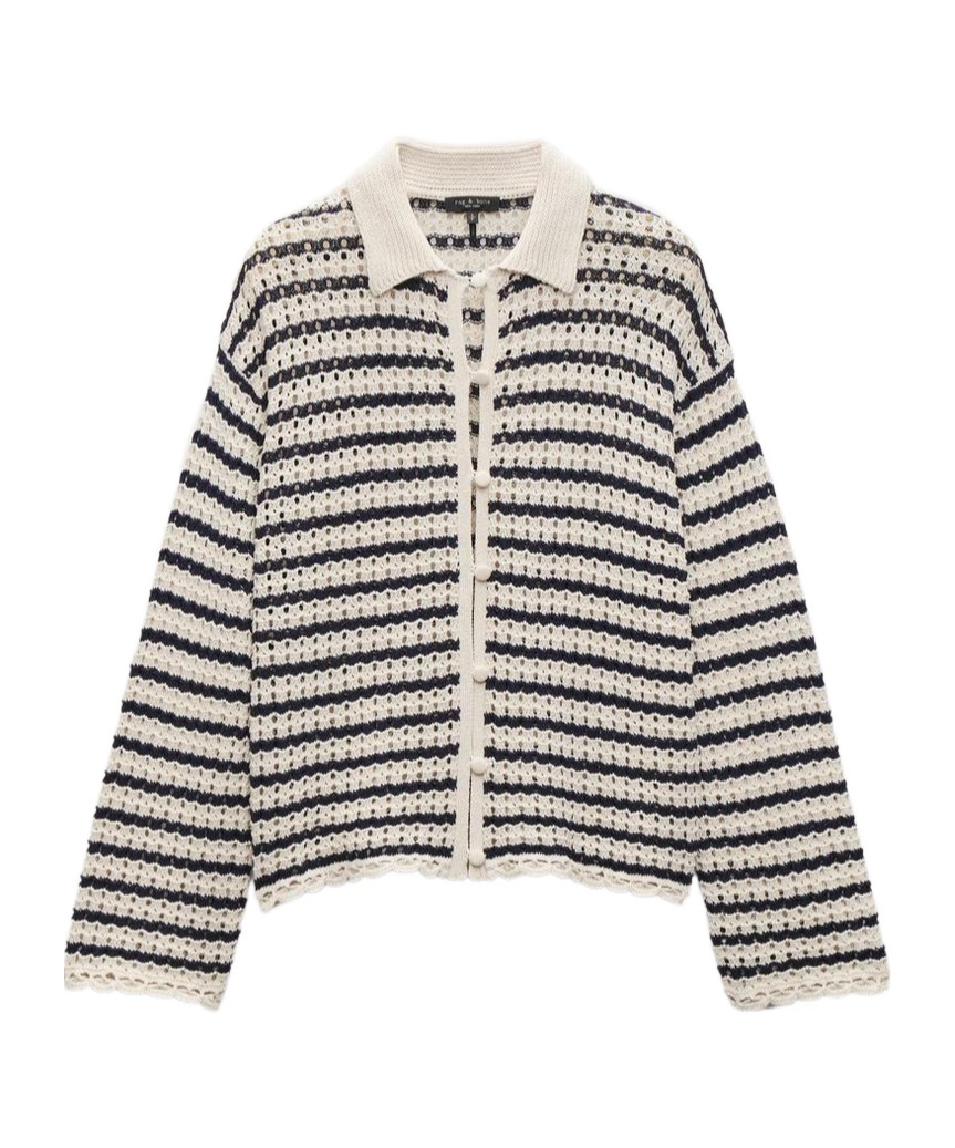 Rag & Bone Khloe Striped Open-knit Cardigan
