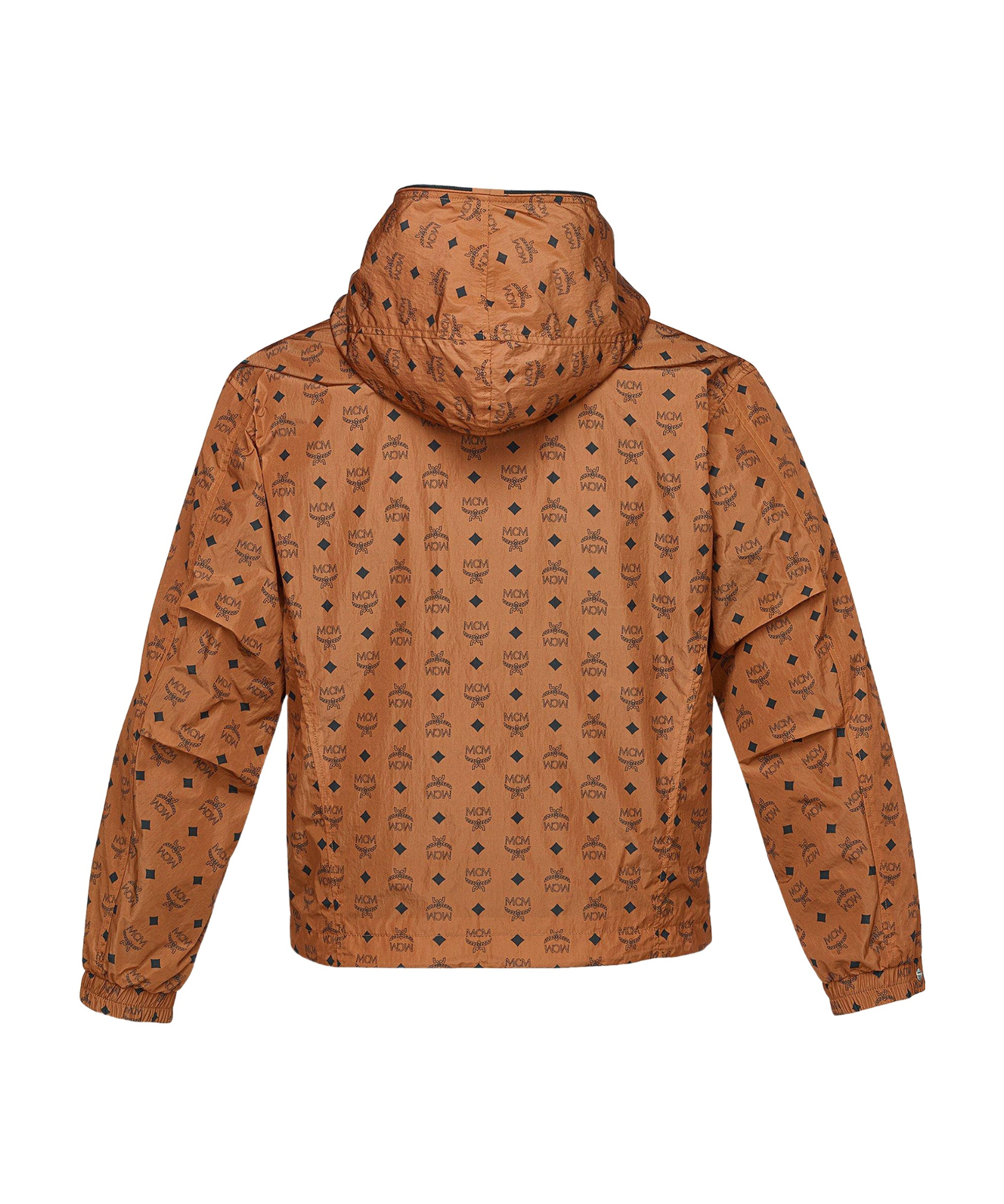 Mcm Monogram-printed Zipped Hooded Jacket In Brown