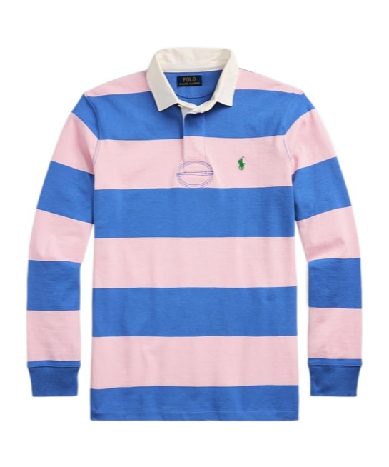Polo Ralph Lauren Mens Rugby Striped Cotton-jersey Polo Shirt Pink Xxl In Blue