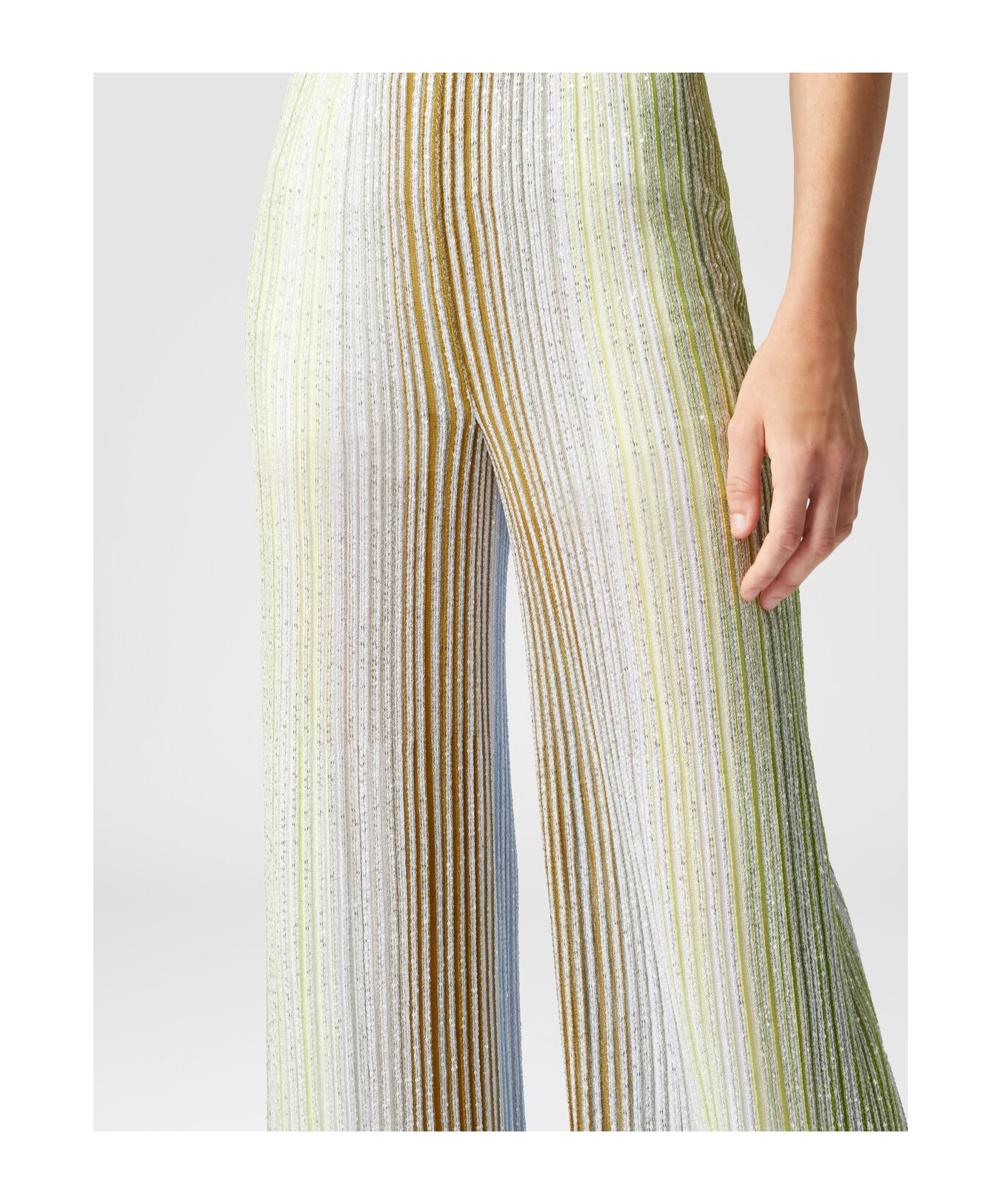 Missoni Sequined Striped Wide-leg Pants In White