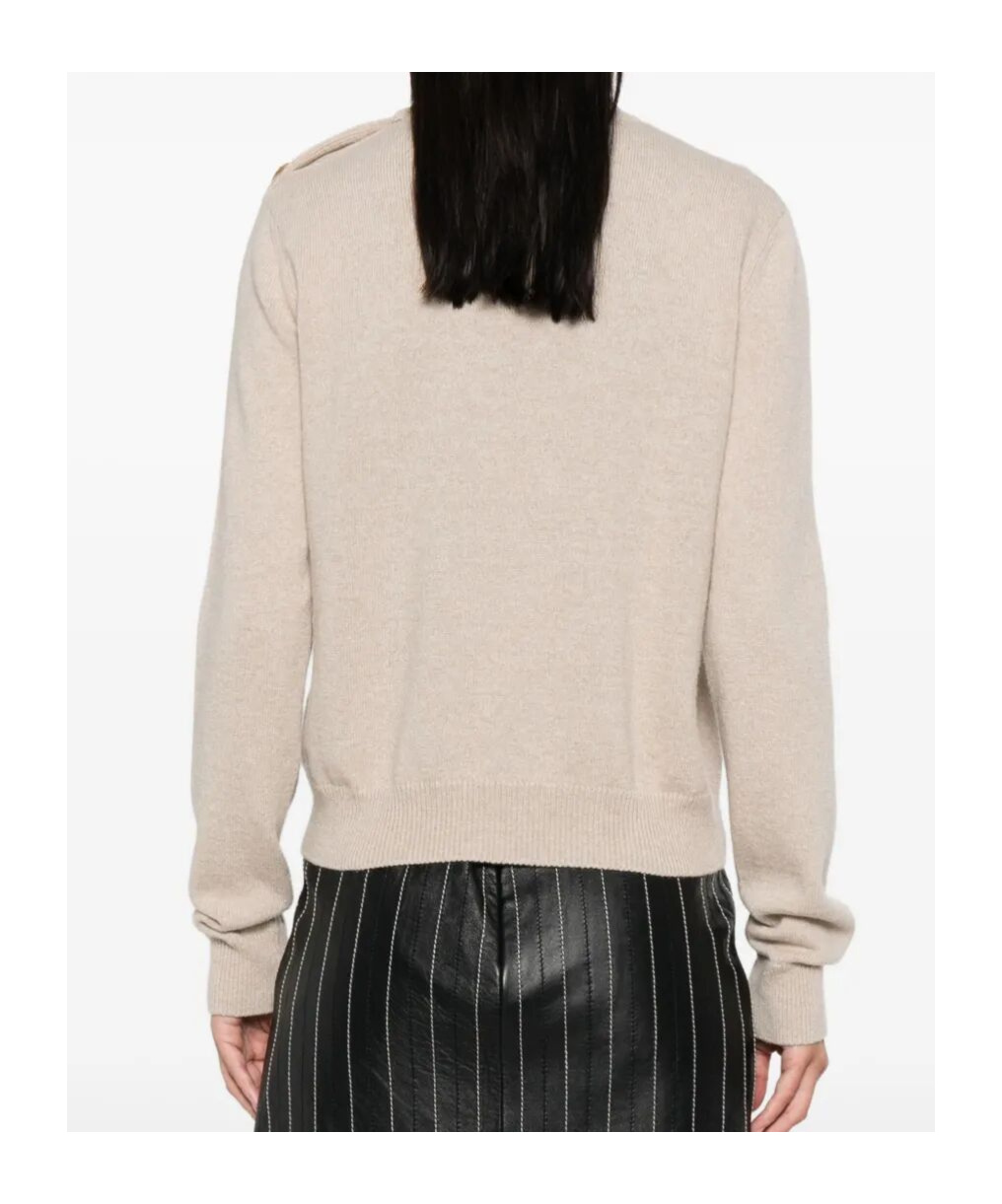 Balmain Eco-cashmere Button Sweater Sweaters And Cardigans Beige In White