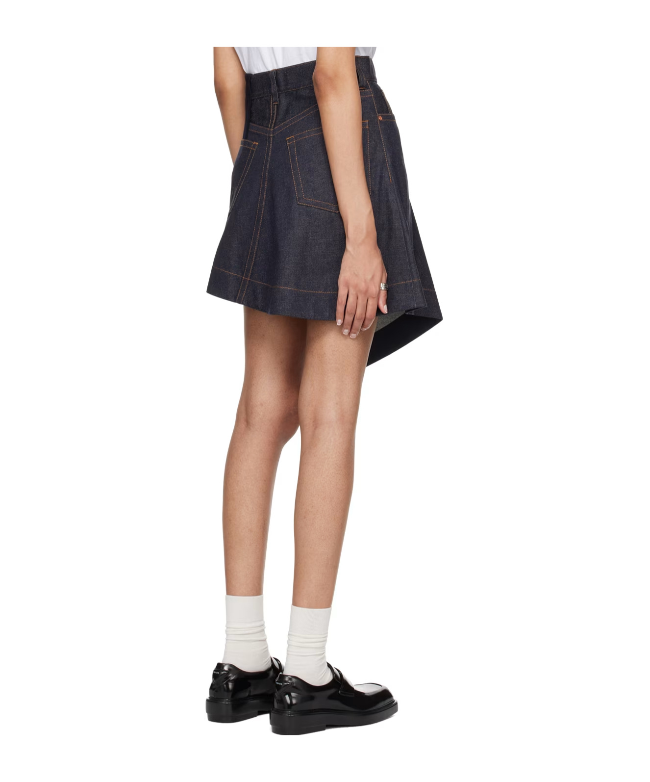 Shop Sacai Asymmetric Denim Skirt In Black
