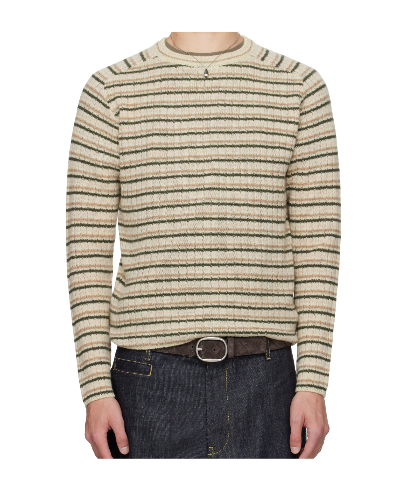 Auralee Gray Shetland Wool Cashmere Rib Knit Sweater In Brown