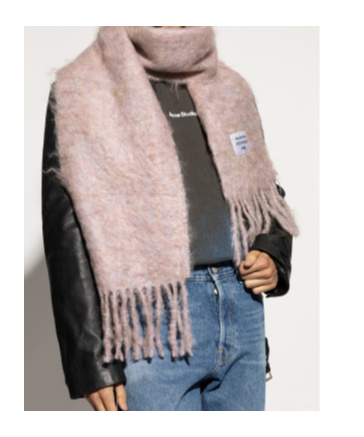 Acne Studios Pink Wool Scarf With Logo In Brown