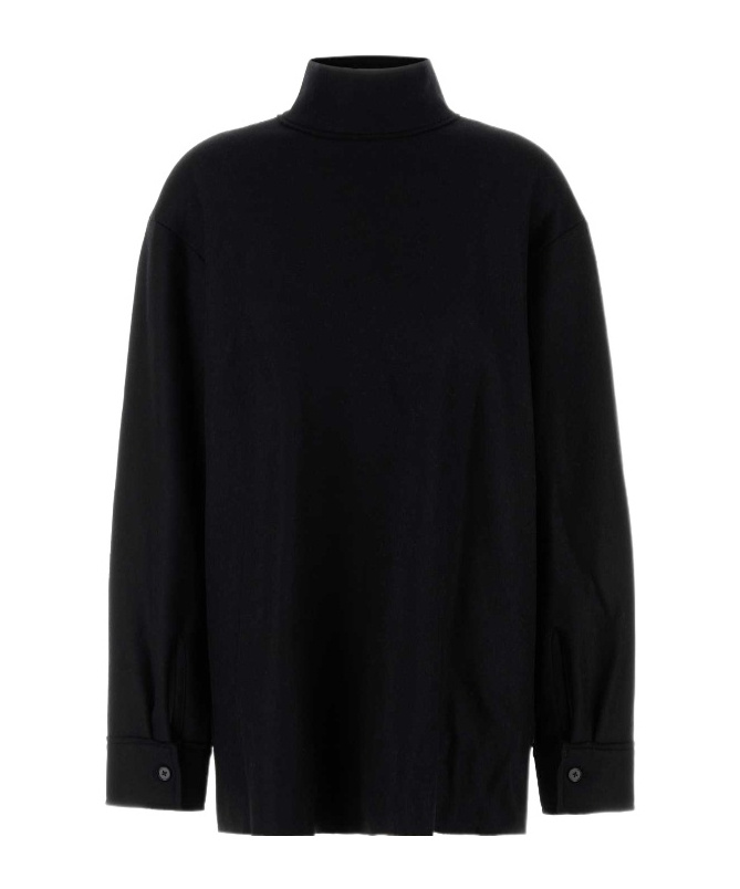 Jil Sander Blouse Mock Neck Wool Blend In Black