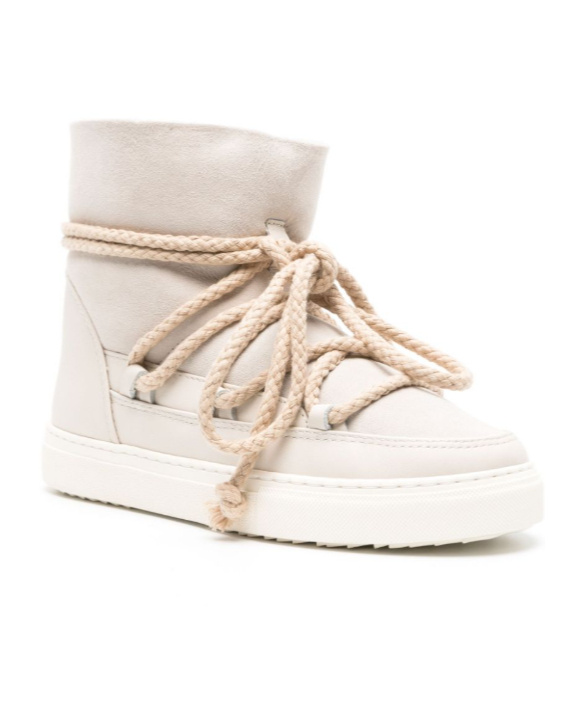 Shop Inuikii Shearling Lace-up Ankle Boots In Nude