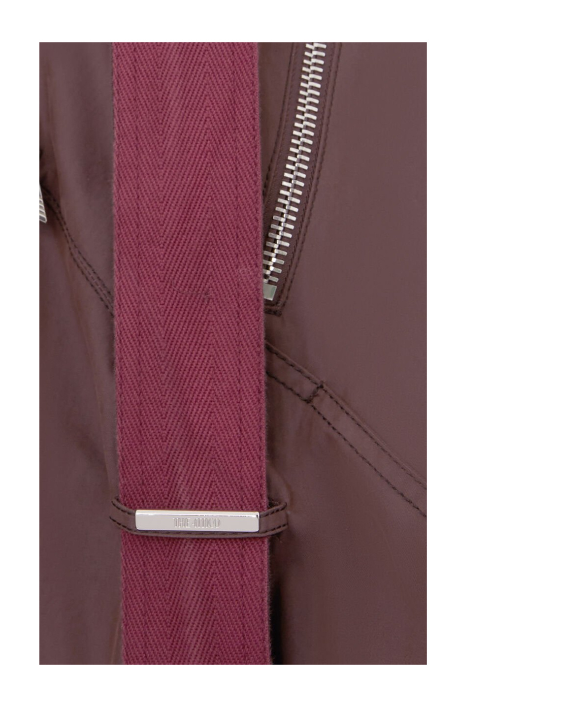 Attico Brown Pants With Side Zip Pockets And All-over Applied Bands In Cotton Blend Woman In Brown