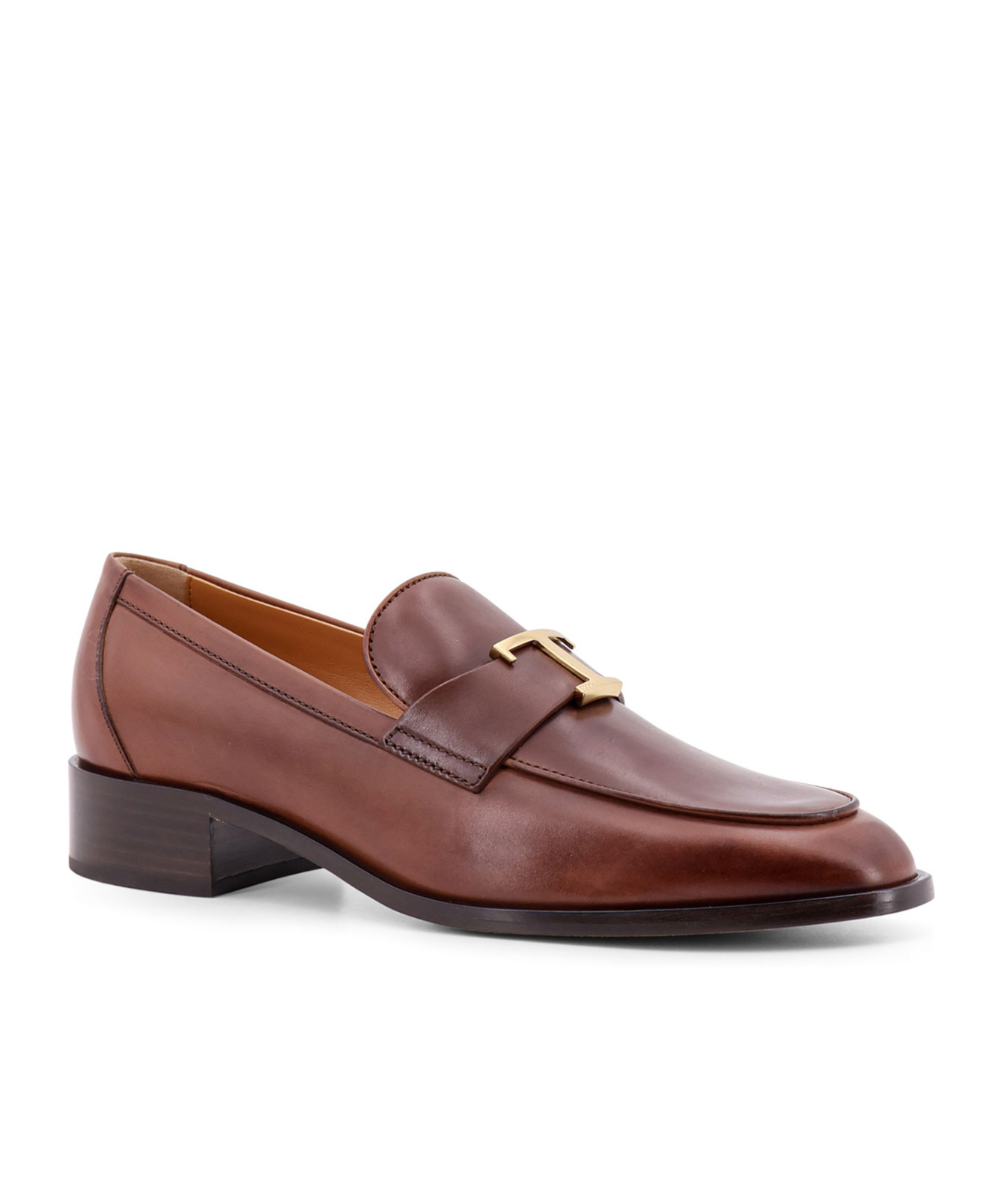 Tod's Leather Loafers Golden Detail In Brown