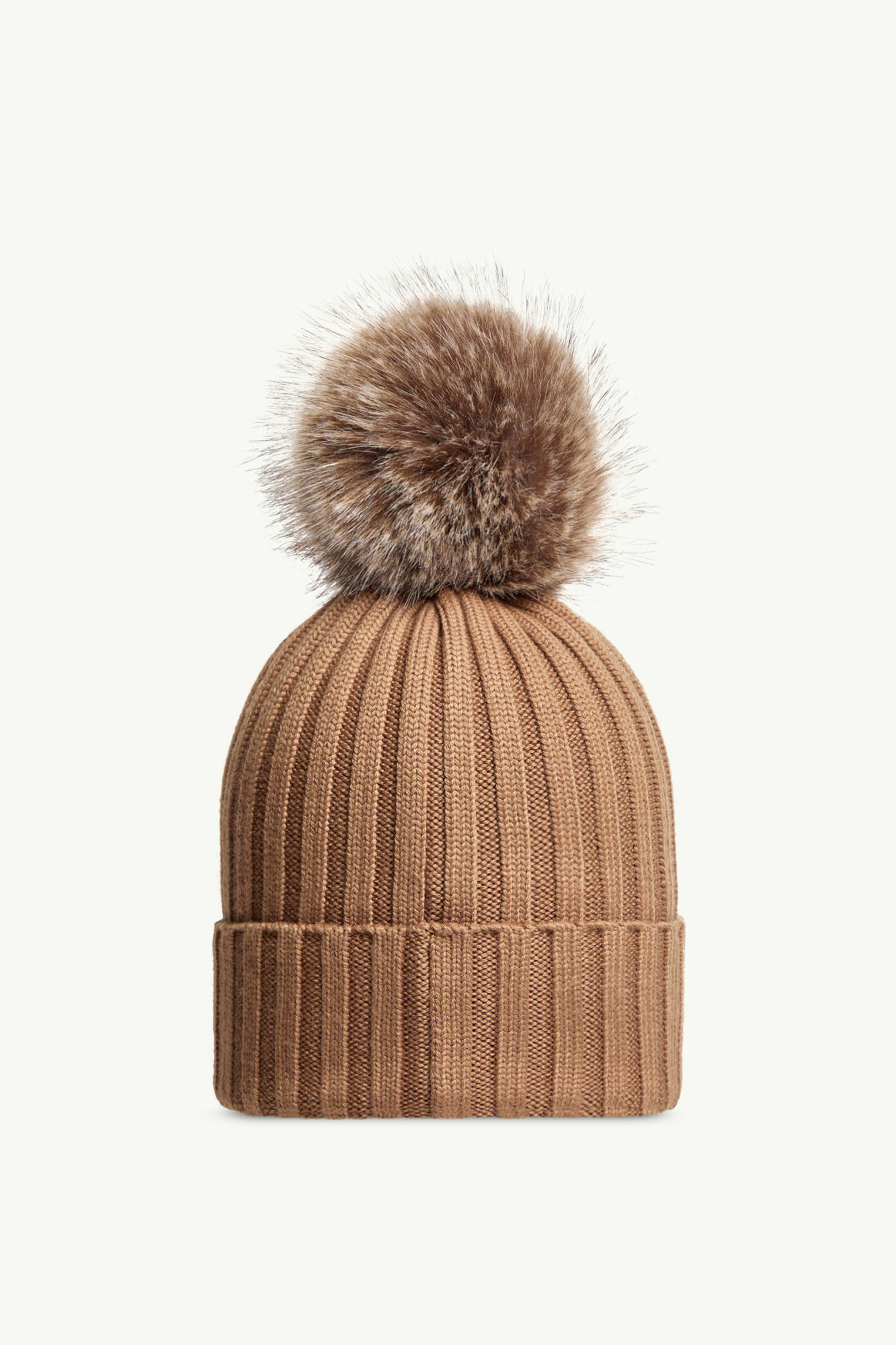 Moncler Pom Pom Wool Hat In Brown