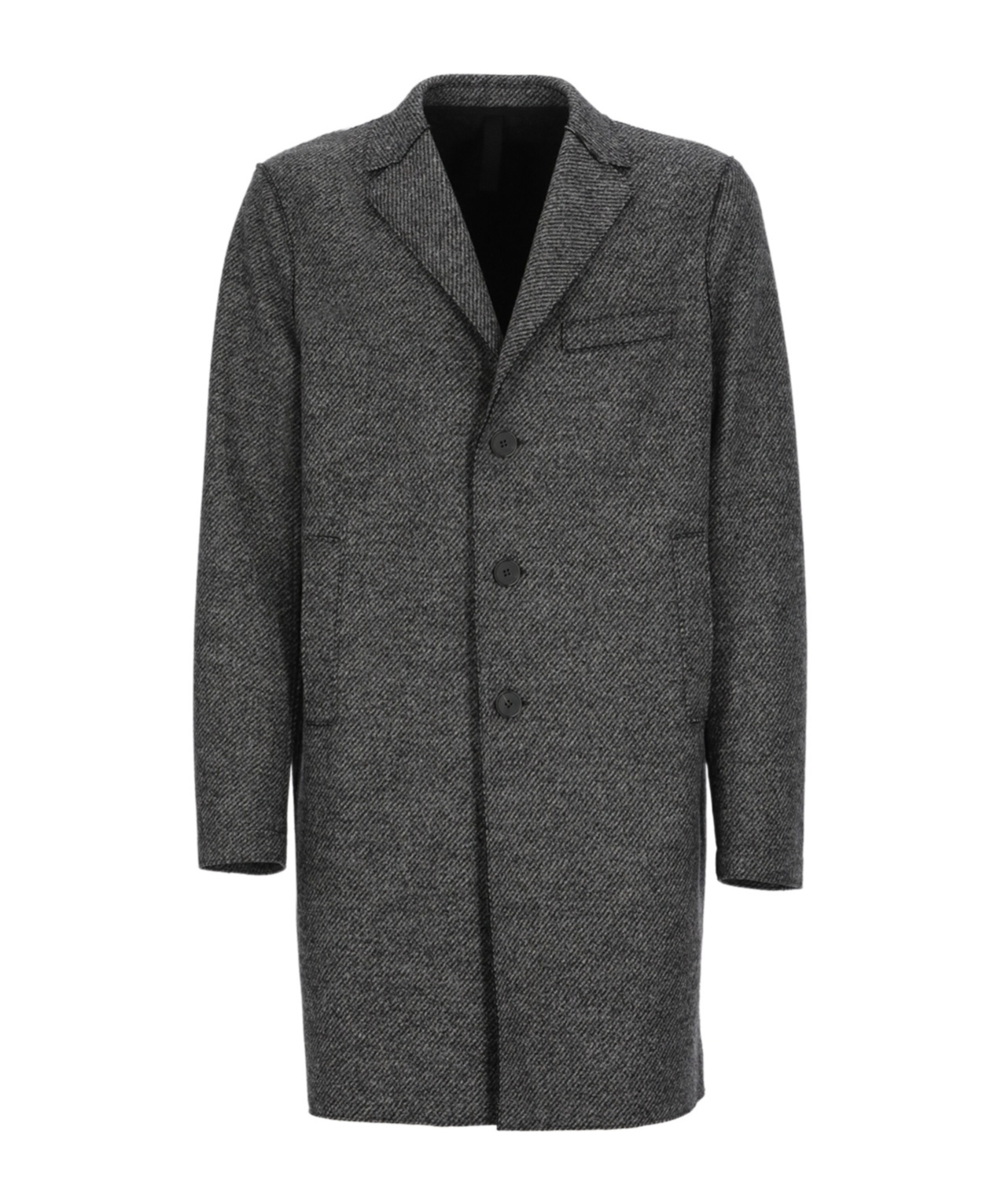 Harris Wharf London Herringbone Single-breasted Coat In Black