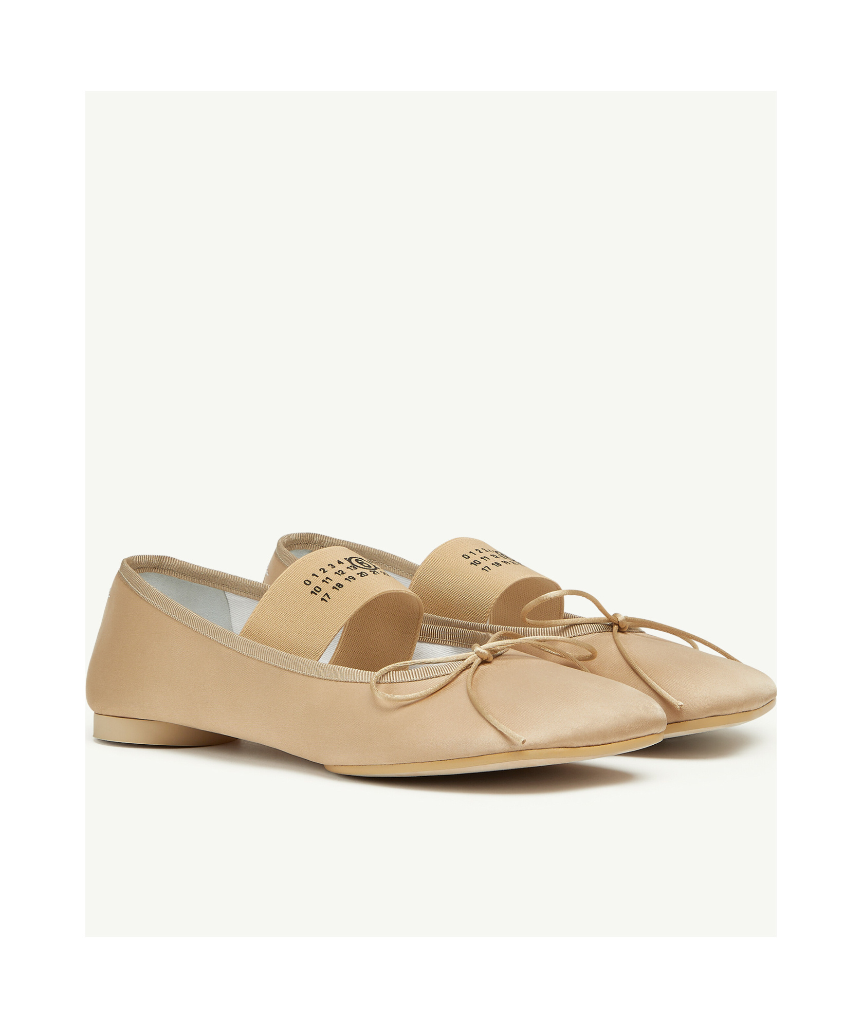 Mm6 Maison Margiela Atomic Sole Leather Block Heel Ballerinas In Nude
