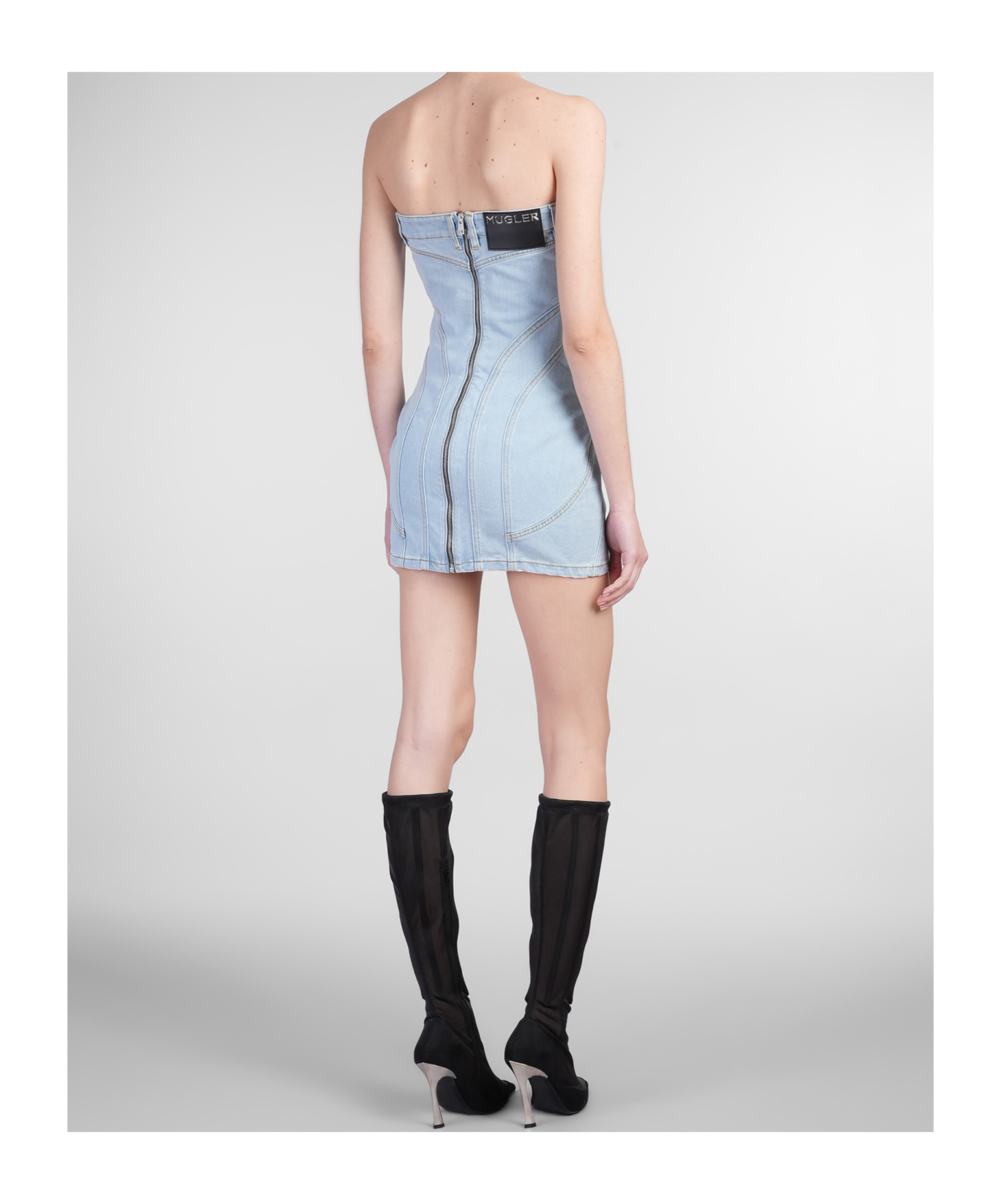 Mugler Mini Dress In Blue