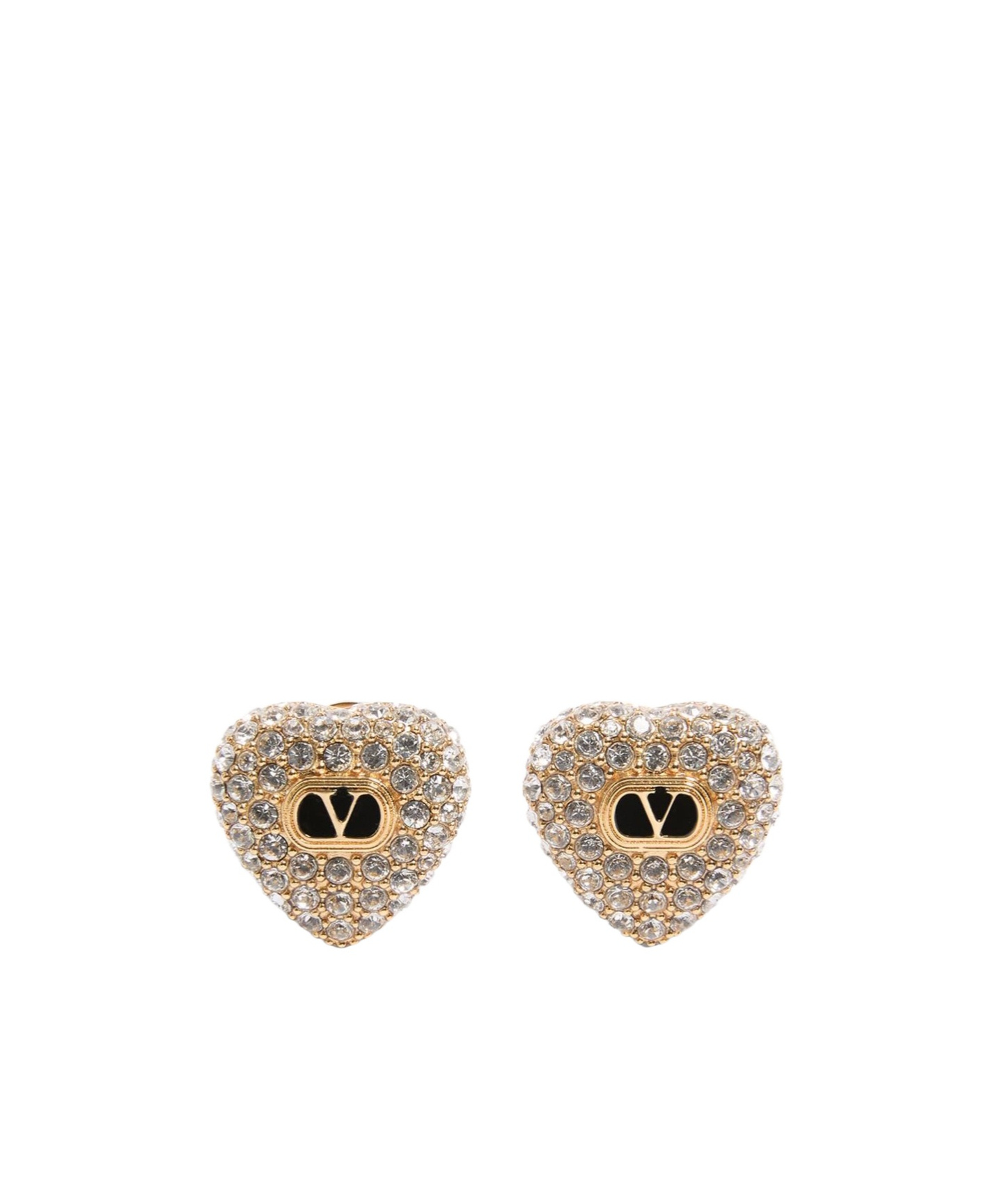 Valentino Coeur Royal Crystal-embellished Stud Earrings In Gold
