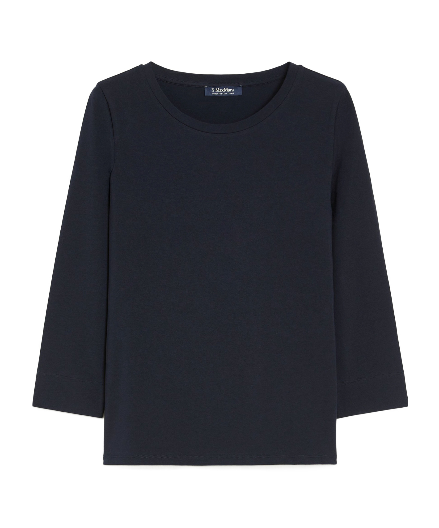 Max Mara Boat-neck 3/4-sleeve Cotton T-shirt In Black