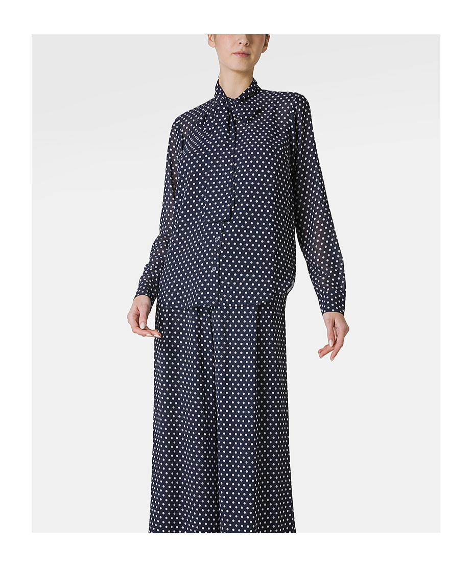 Michael Kors Dot Printed Bow Shirt In Black