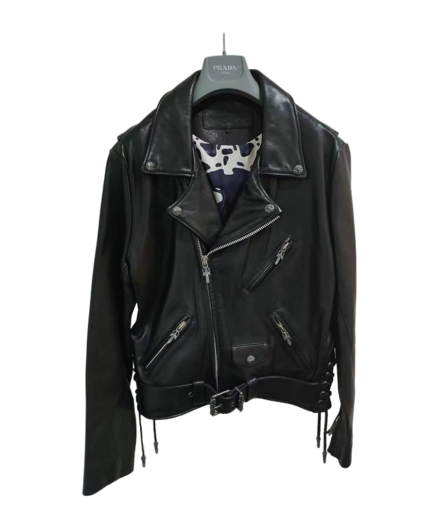 Chrome Hearts Motorcycle Leather Jacket In Black