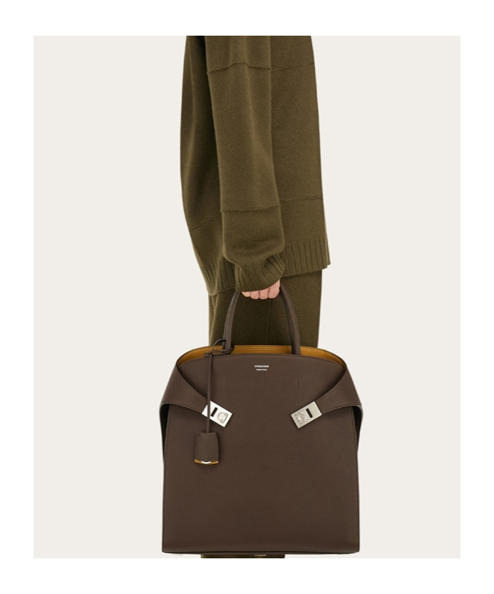 Ferragamo Hug Tote Bag In Brown