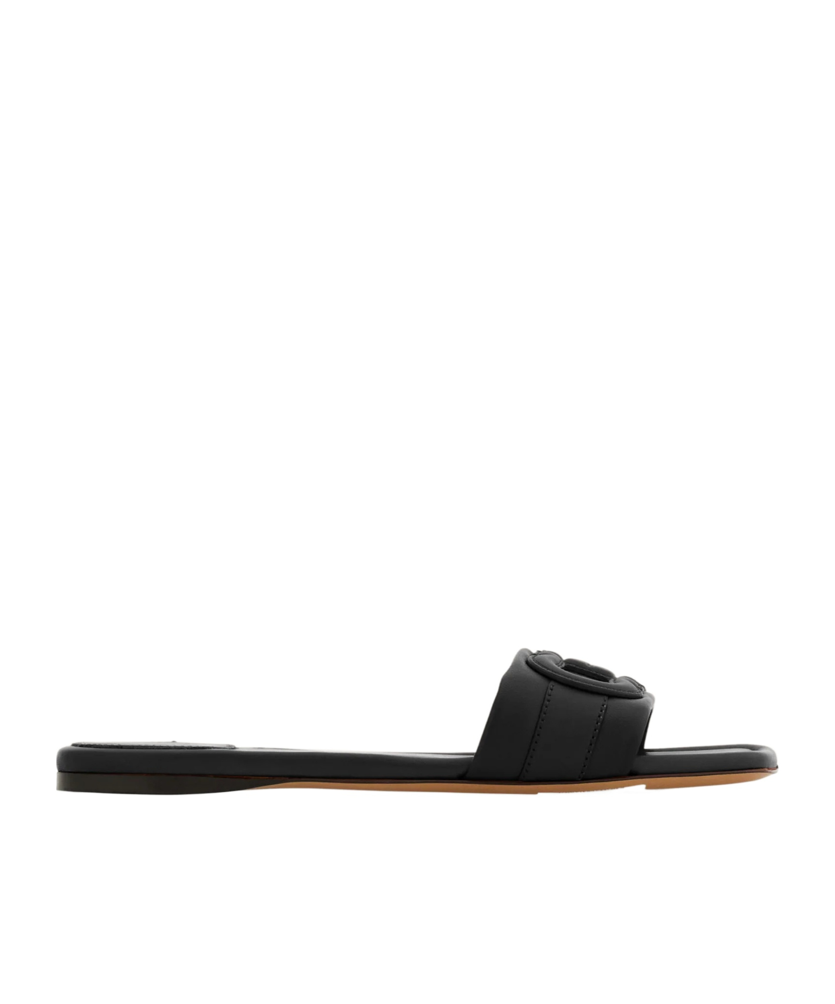 Ferragamo Liss Black Sandals With Embossed Logo On The Band And Square Toe In Leather Woman In Black