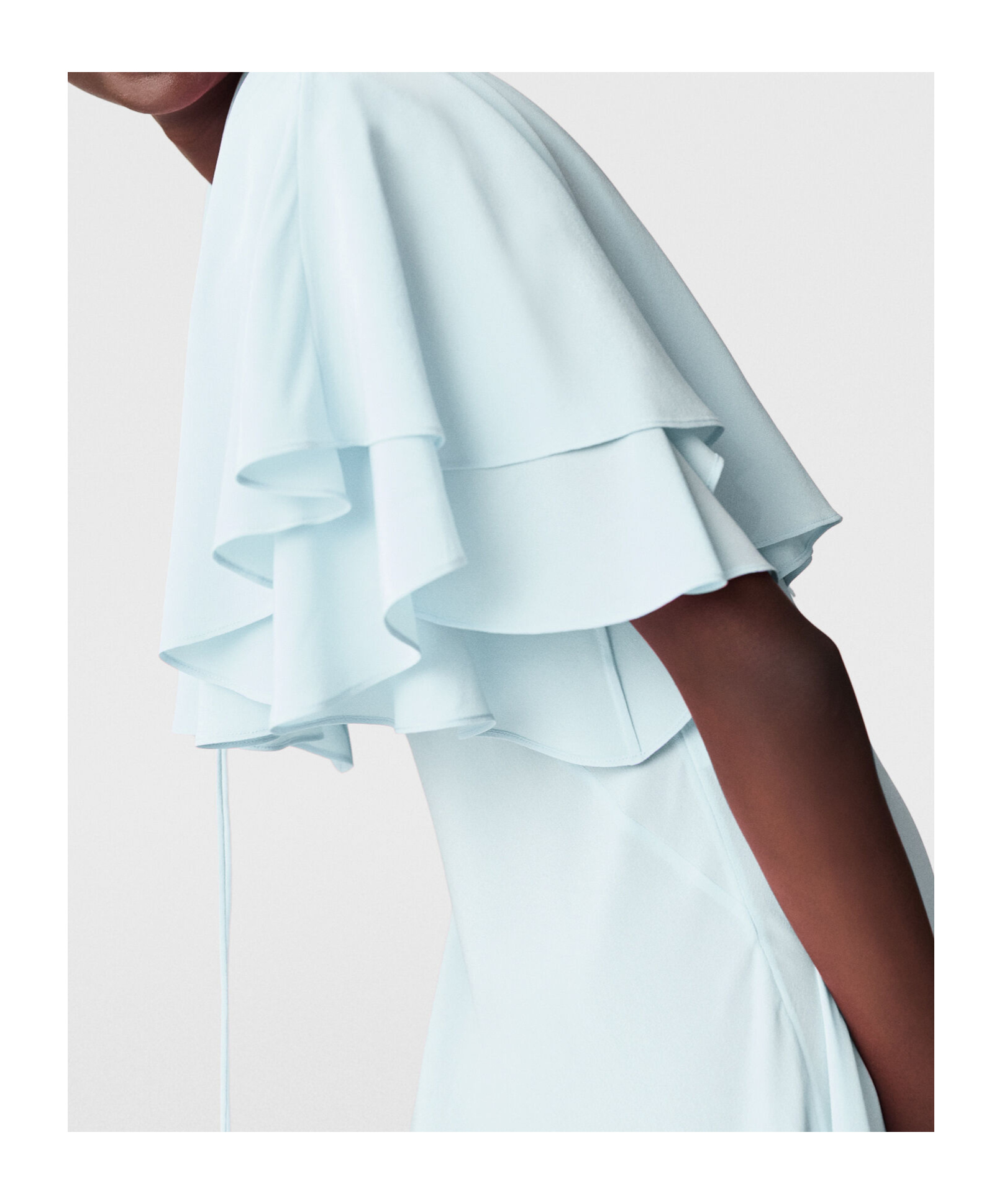 Stella Mccartney Womens Water Lily Draped Layered Silk Midi Dress In Blue