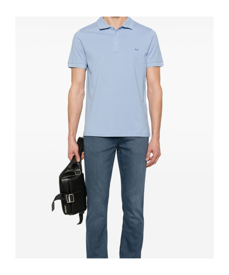 Fay Polo Db Collar Piquet In Blue