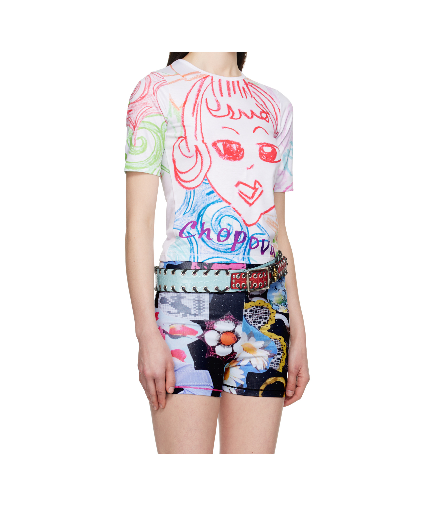 Chopova Lowena White 'it's Me!' Short Sleeve Jersey T-shirt In Multicolor