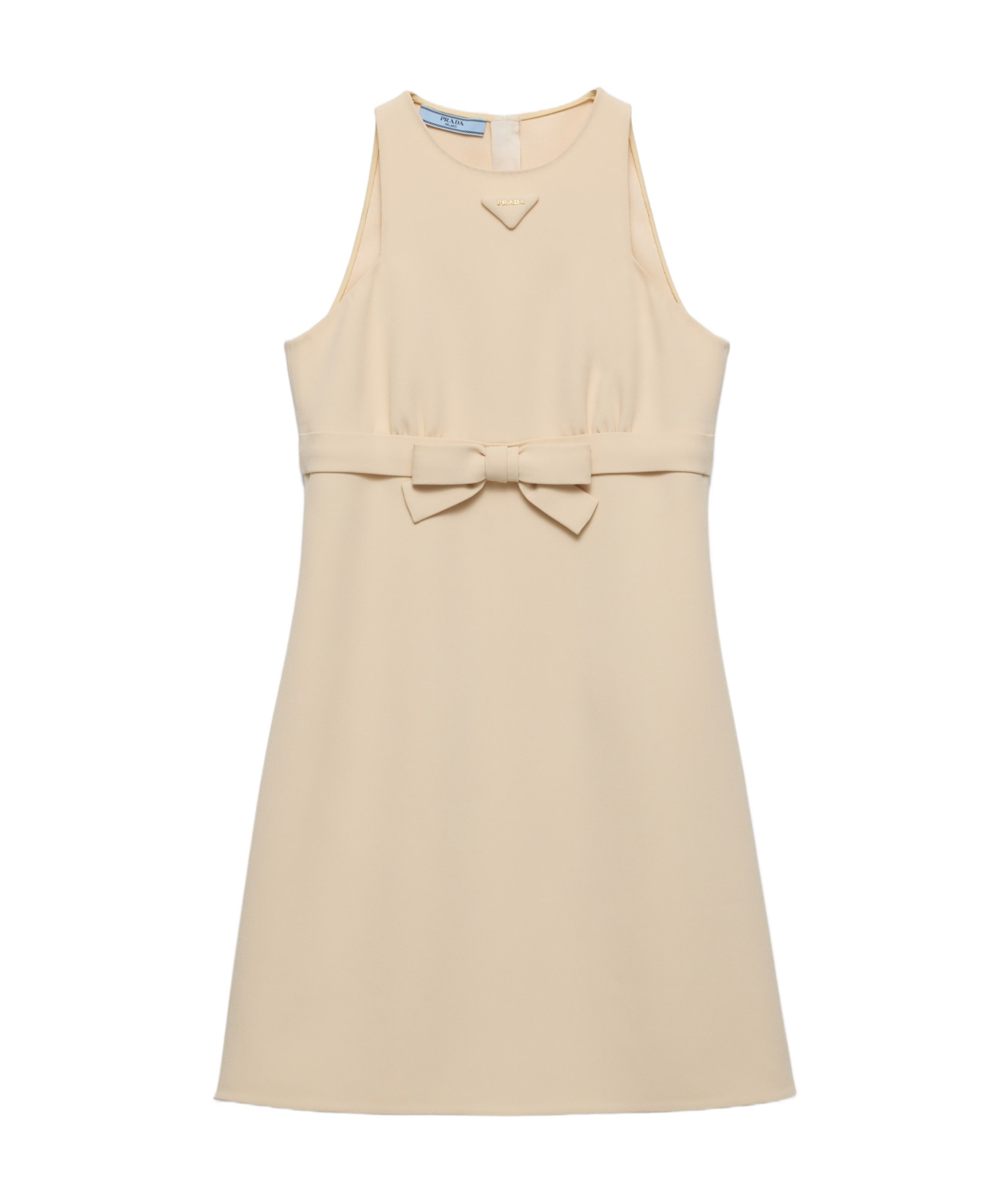 Prada Beige Bow Detailing Short Dress In Nude