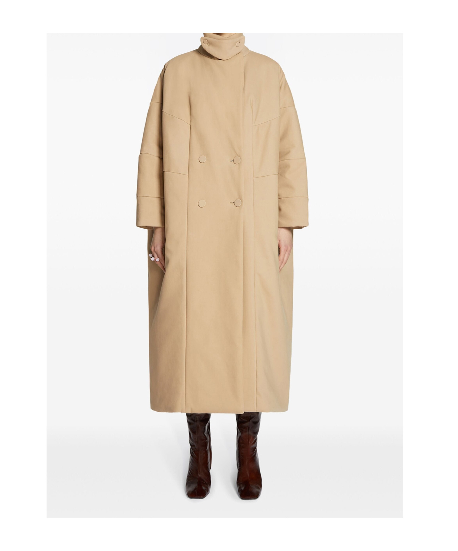 Dries Van Noten Beige Double Breasted Trench Coat In Brown