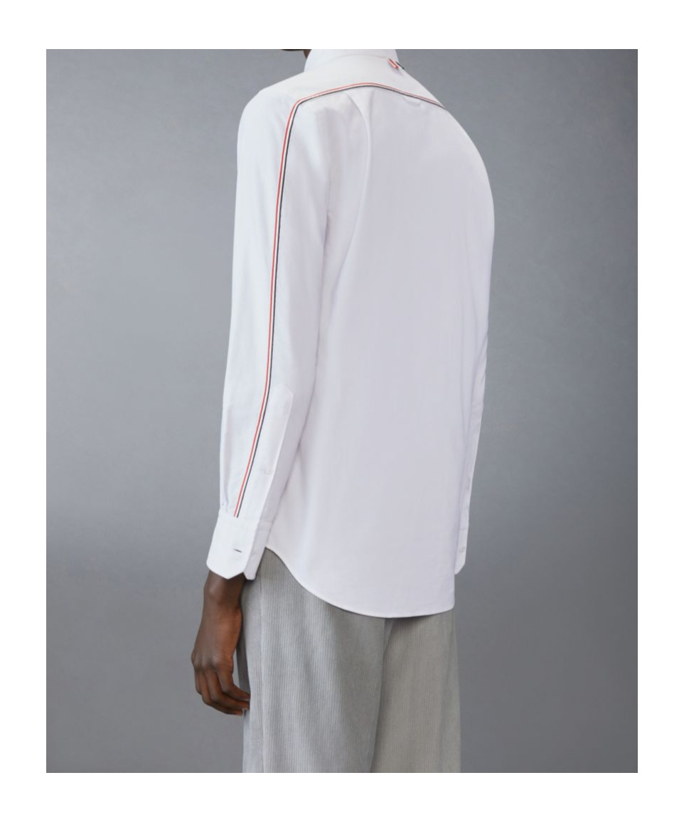 Thom Browne Rwb-stripe Cotton Shirt In White