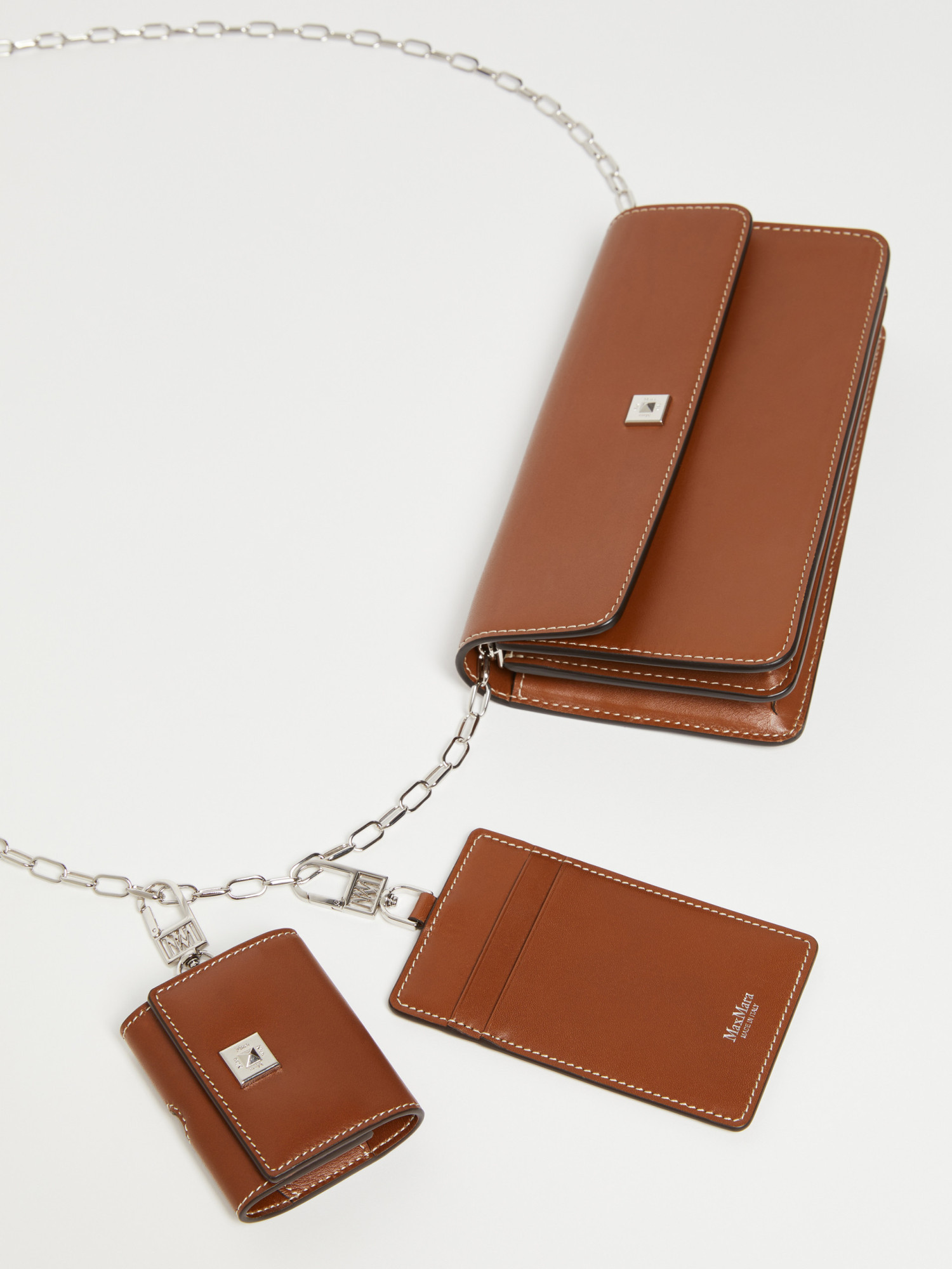 Max Mara Leather Phone Pouch In Brown