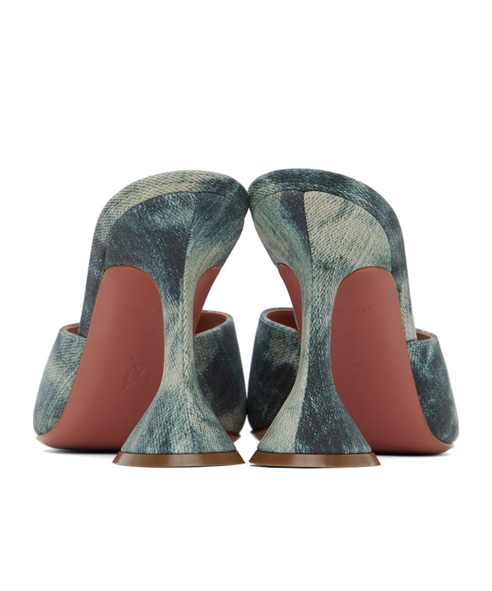Shop Amina Muaddi Lupita Square-toed Heels Sandals In Green