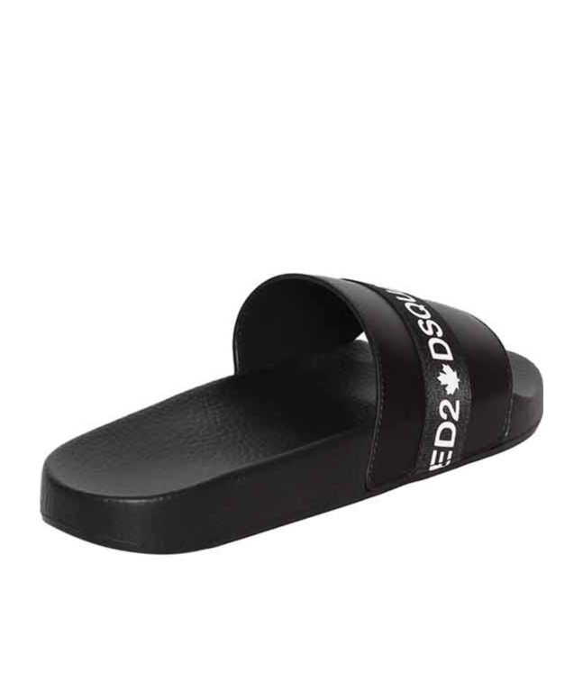 Dsquared2 Round-toe Flat Slippers In Black