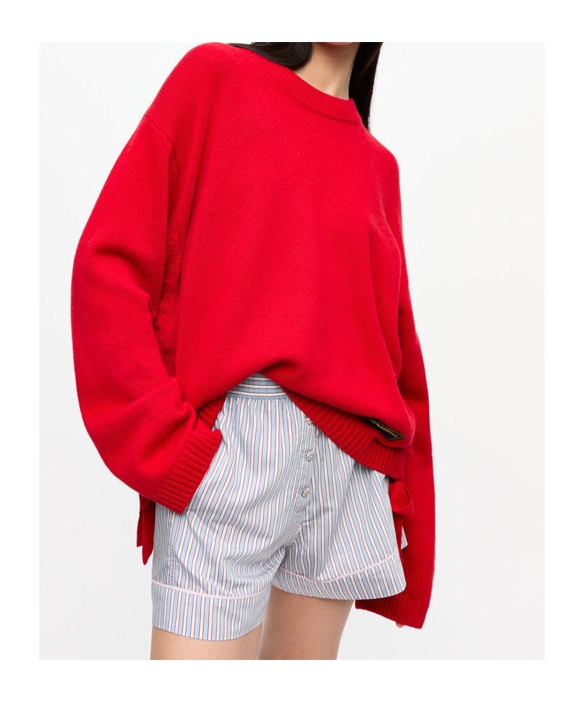 Ganni Drawstring-hem Sweater In Red