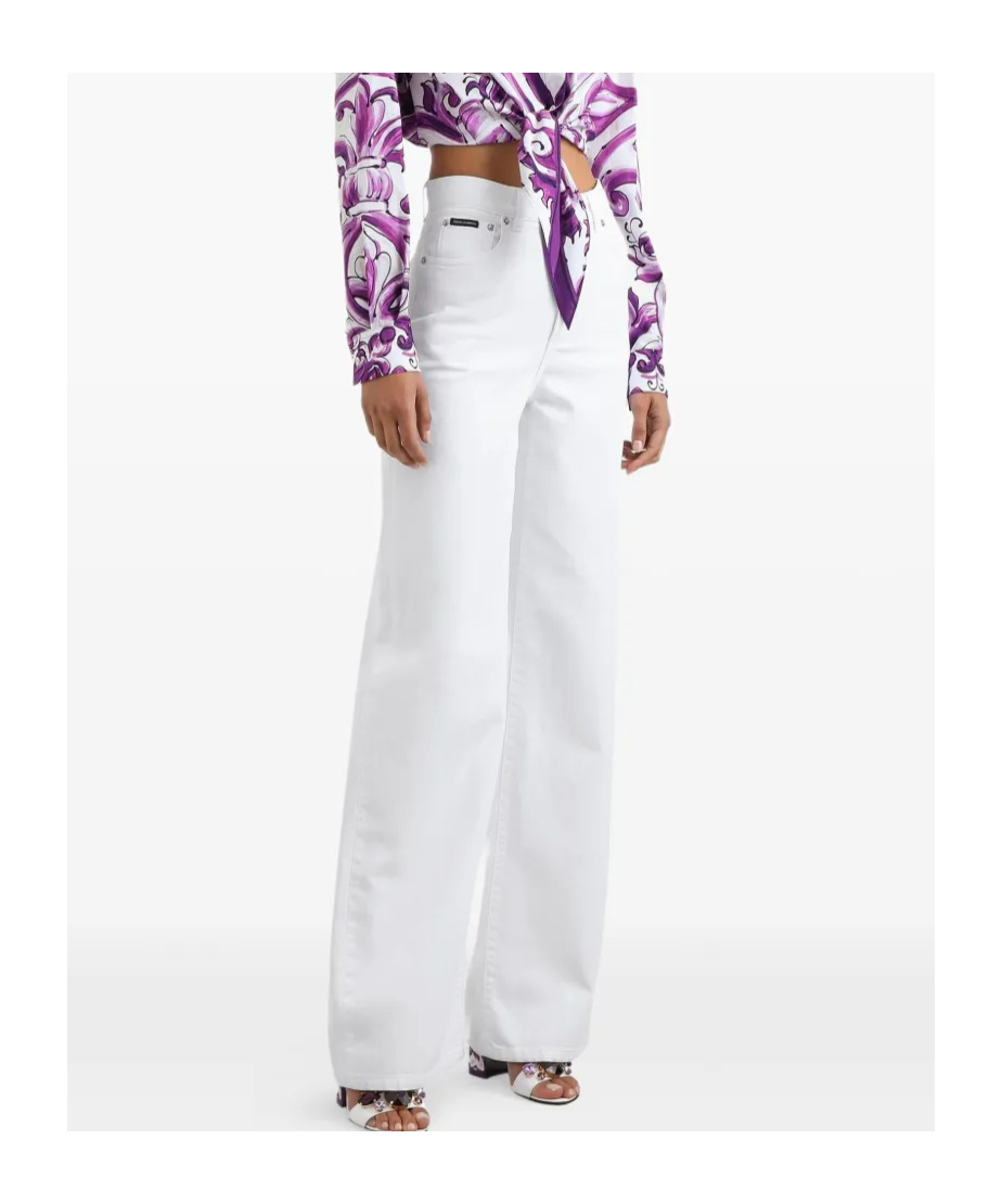 Dolce & Gabbana Trousers Wide-leg Five Pockets In White