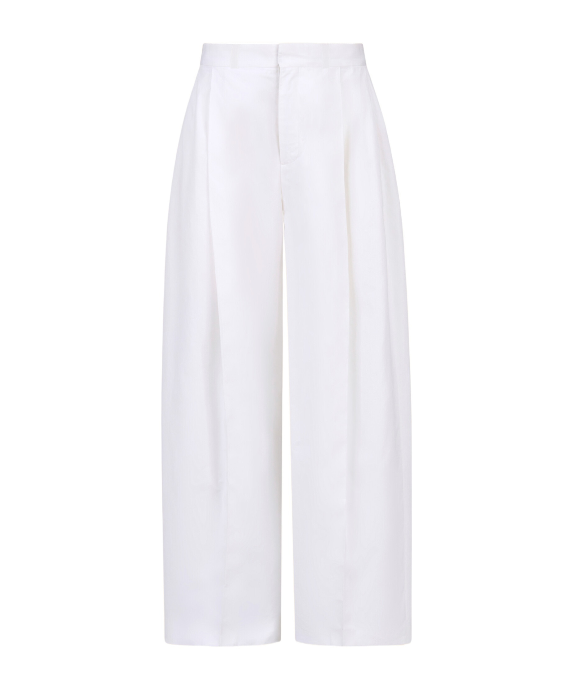 Marni White Poplin Trousers With Maxi Pleats In Lily White